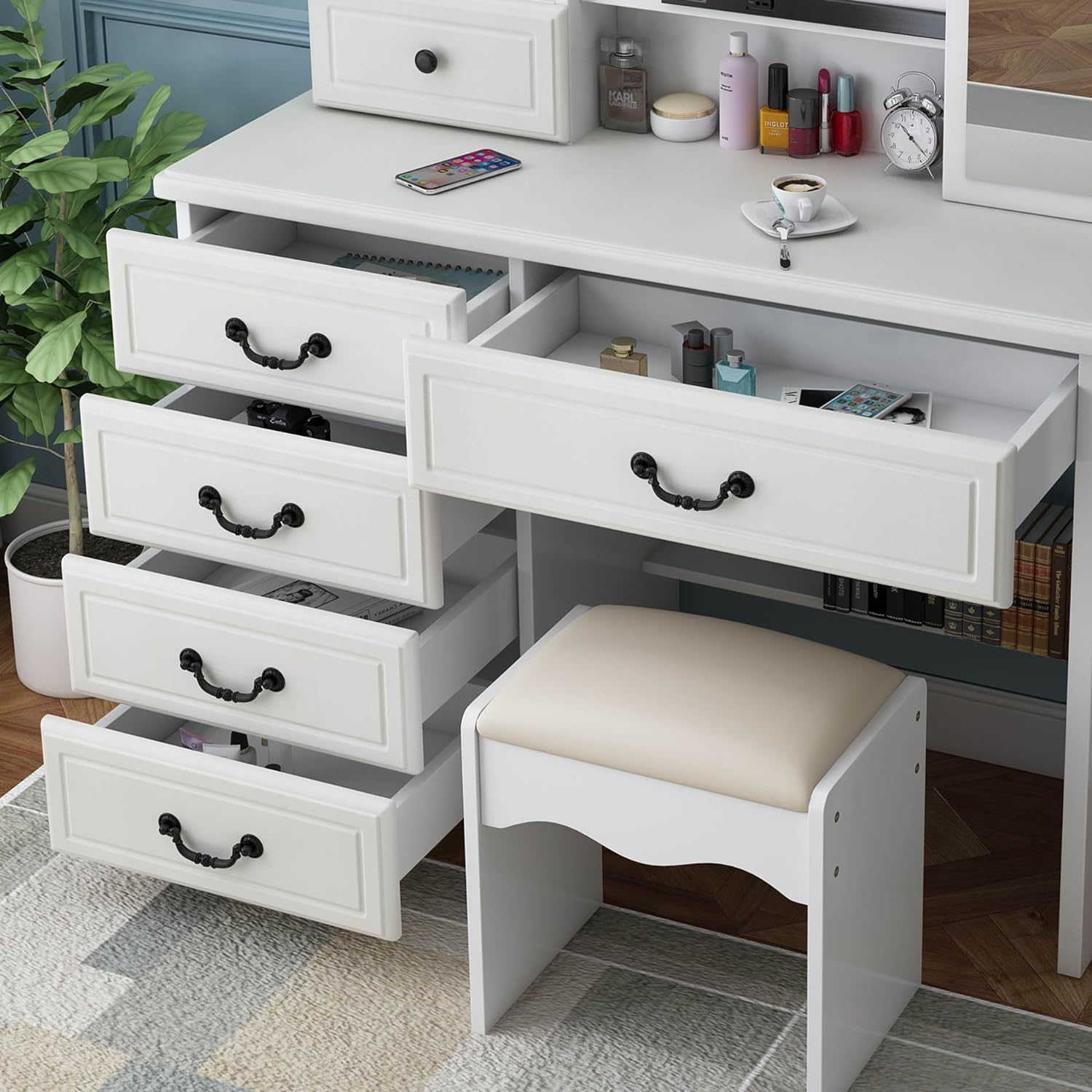 Makeup Vanity with Mirror and Lights - Image 6