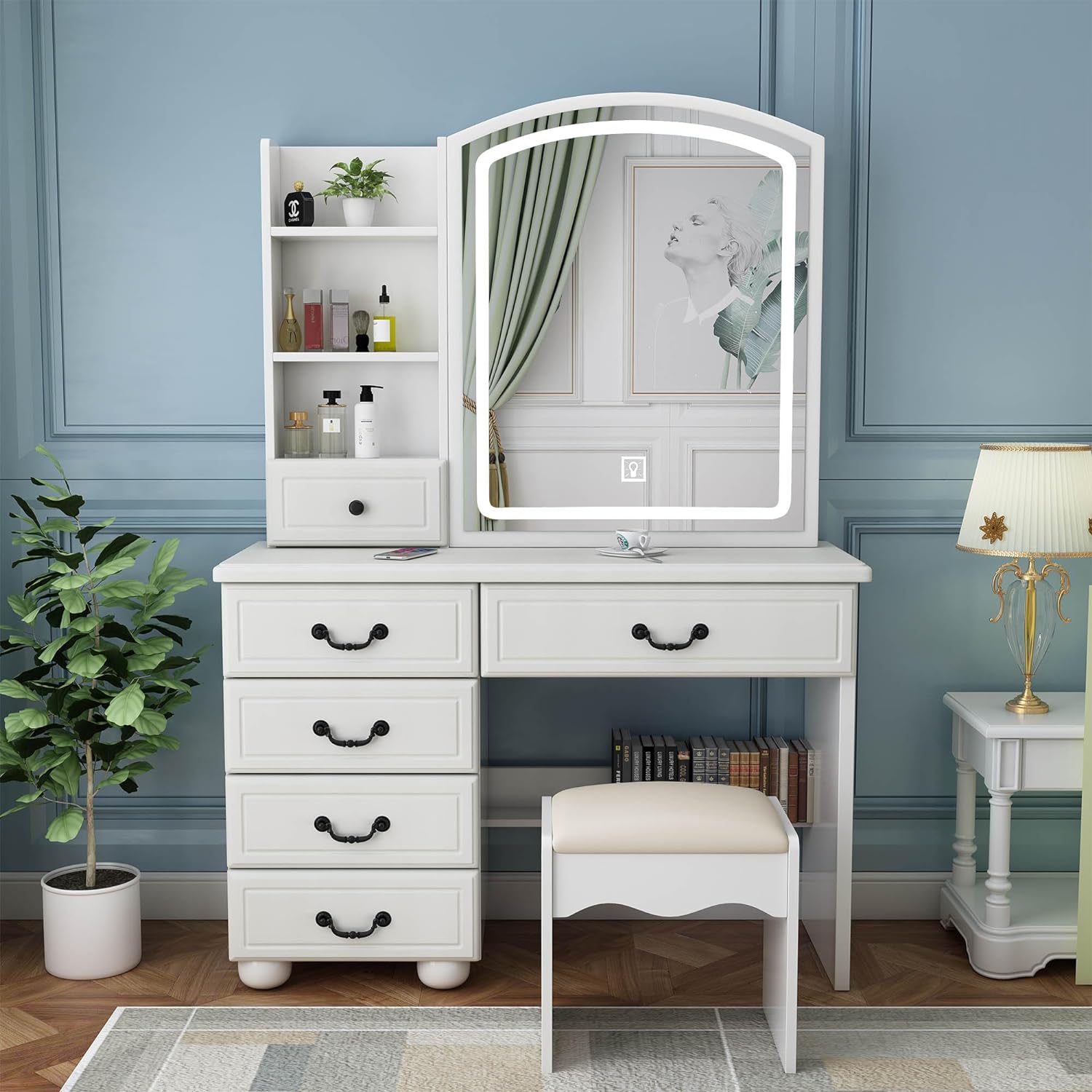 Makeup Vanity with Mirror and Lights - Image 5