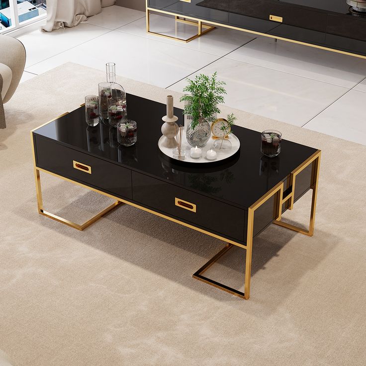 Modern Coffee Table with gold frame