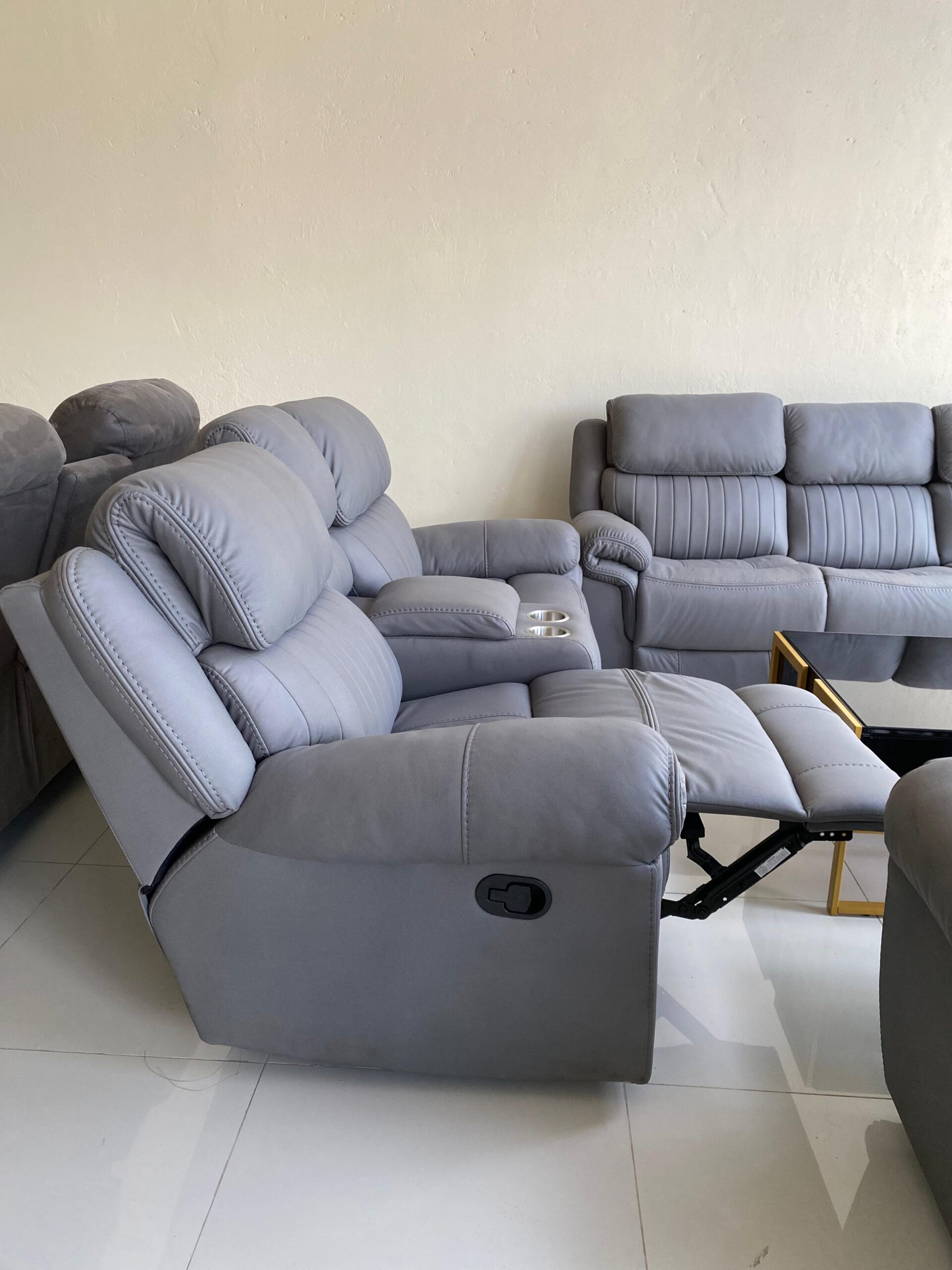 Oscar 6 Seater Fabric Recliner Sofa Set - Image 2